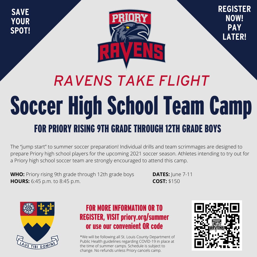 priorysoccer's tweet photo. Visit https://t.co/EgBOLStP3A for more information about our summer soccer camps, and all of our other summer programs! https://t.co/aXEOnXKFMH