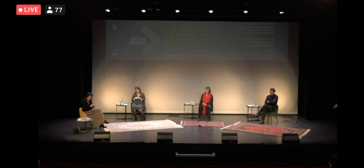 theatre_14's tweet photo. « Les bénéfices de la culture sur la citoyenneté et le vivre-ensemble » : lancement de la première table ronde, animée par @mariesorbier 🔥 https://t.co/TesxT1rjCY
