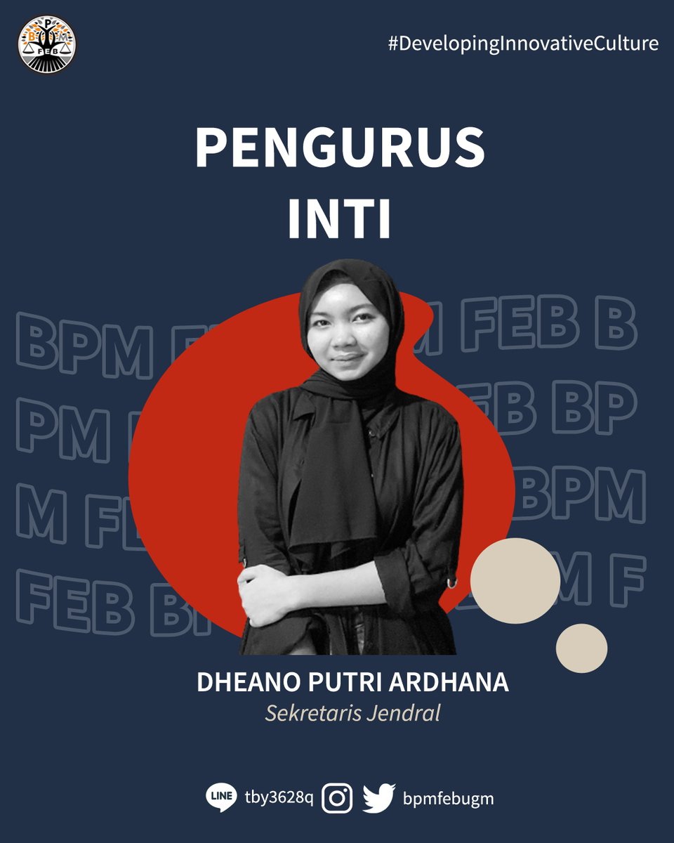 bpmfebugm's tweet photo. [GETTING TO KNOW: OUR STAFF 2021]

Halo, Keluarga FEB UGM👋🏼
Ingin tahu siapa sajakah jajaran Pengurus Inti? Yuk, geser slide-nya👉🏼👉🏼

BPM FEB UGM 2021
#DevelopingInnovativeCulture
#VivaLegislativa https://t.co/2VAGa81fyn