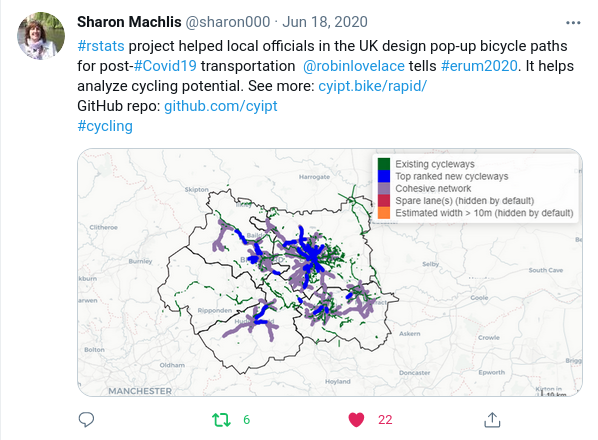 Although short (and very high pressure during the 1st lockdown) this piece of research is one of the highest impact projects I've done. Dozens of people ( @bricycle +  @CatrionaSwanson) have used + still use the free and open tool as documented here:  https://twitter.com/search?q=cyipt.bike%2Frapid