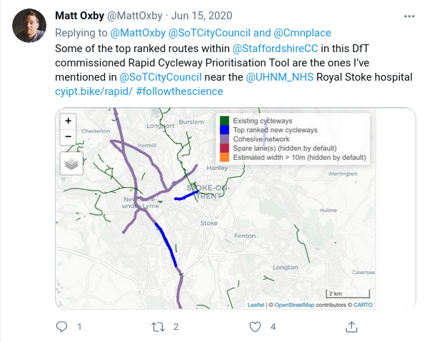 Although short (and very high pressure during the 1st lockdown) this piece of research is one of the highest impact projects I've done. Dozens of people ( @bricycle +  @CatrionaSwanson) have used + still use the free and open tool as documented here:  https://twitter.com/search?q=cyipt.bike%2Frapid