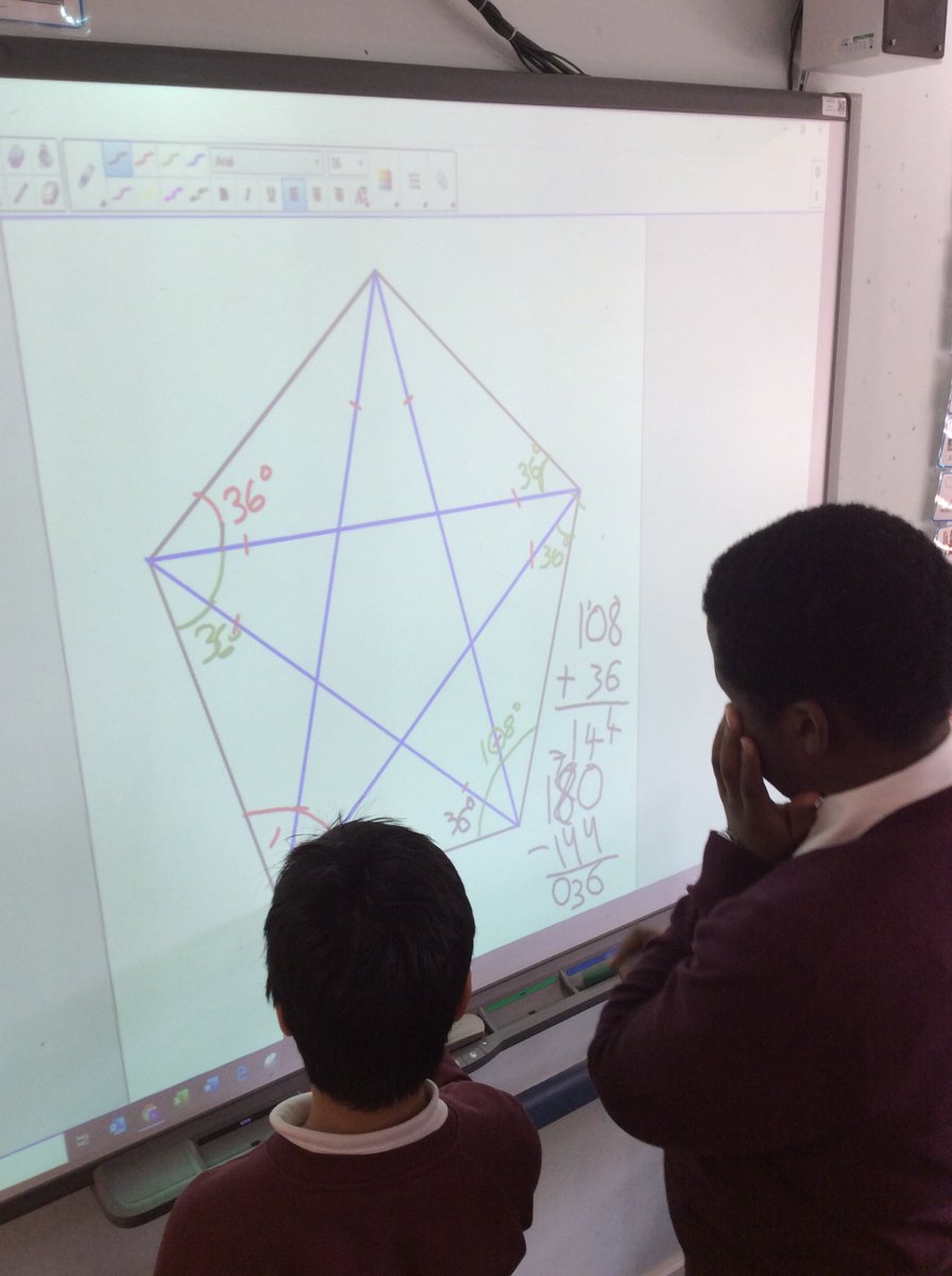 R2PalmerAcademy's tweet photo. Year 6 have been investigating angles in polygons today. Some children moved on to using their knowledge of shapes to find as many angles as they could in the picture. #reasoning #mathstalk #collaborativemaths https://t.co/EwdvGHSKQU