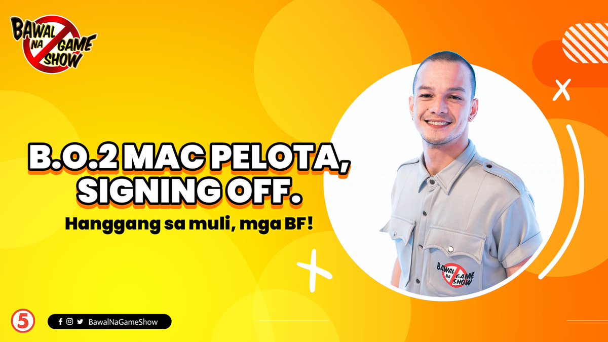 Bawal Officer No. 2 Mac Pelota, signing off! 🎉

Maraming salamat sa lahat ng walang sawang sumuporta, nakitawa at nagmahal sa #BawalNaGameShow! Hanggang sa muli nating pagsasama, mga BF! ❤️