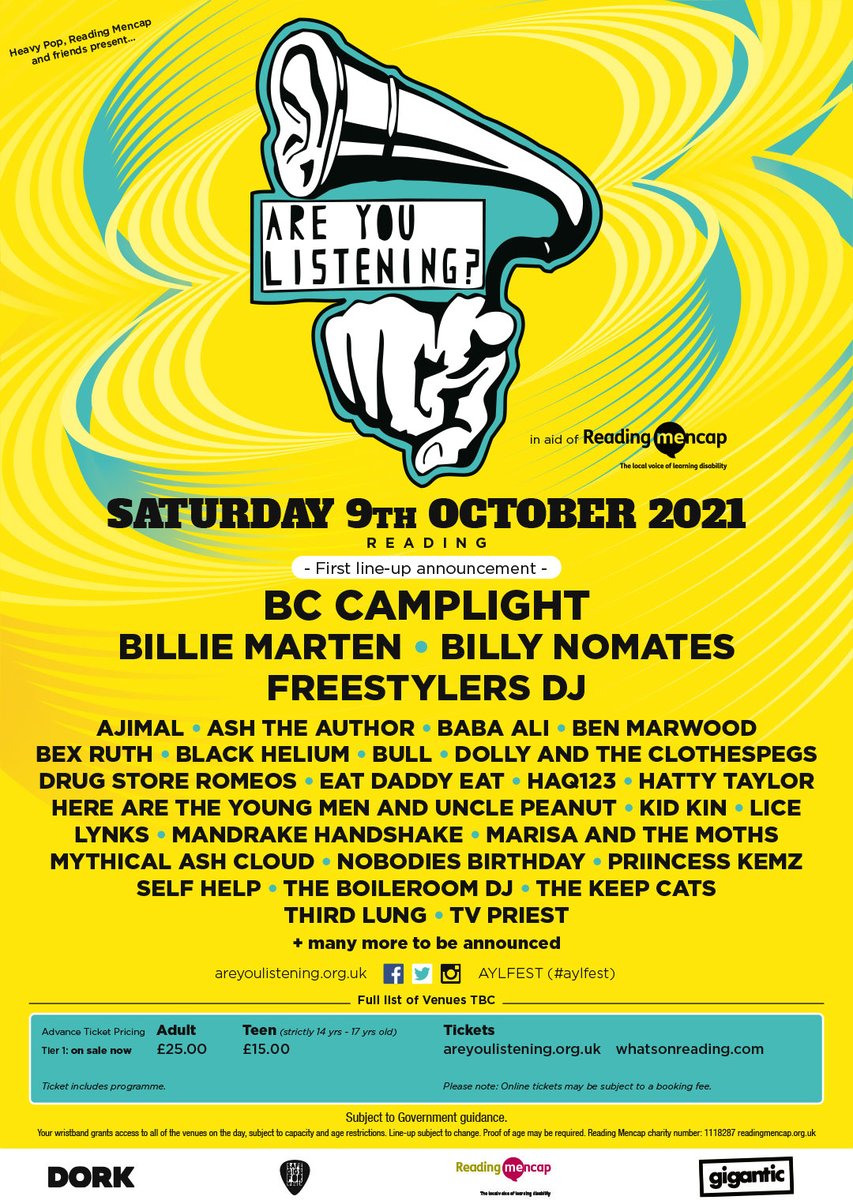First wave of artists announced for Are You Listening? Reading Sat 9th Oct. 🎟Tickets on sale now!