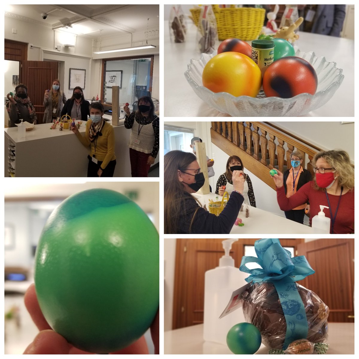 JulieNormandP's tweet photo. Was the lucky winner 🥇🏆 today of the Swiss Easter traditional game called Eiertutschen or egg smash.  The Green 🥚 brought me luck🤩.  😋🍫 Thanks to colleague
@CanSwitzerland for organizing. https://t.co/lZSN0sFEpB