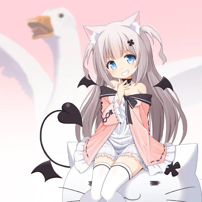 イタズラ好きの天s・・・大悪魔! 
(→ガチョウ🦢無し)
 #しろアトリエ 