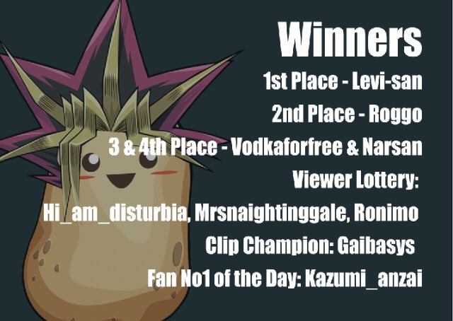 400 USD potato CUP Winners are in. Congrats to &amp; checkout full vod on Youtube: https://t.co/sxp6MsDDFm<a href="/tag/duellinks"class="tags"><span>#duellinks</span></a><a href="/tag/yugiohduellinks"class="tags"><span>#yugiohduellinks</span></a><a href="/tag/cashtournament"class="tags"><span>#cashtournament</span></a>