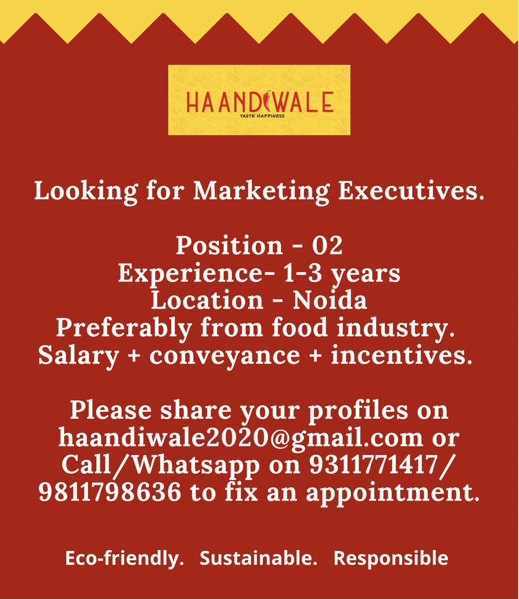 haandiwale's tweet photo. #jobalert #hiring #sales #marketing #noida #jobs https://t.co/IfETAh5Ehm