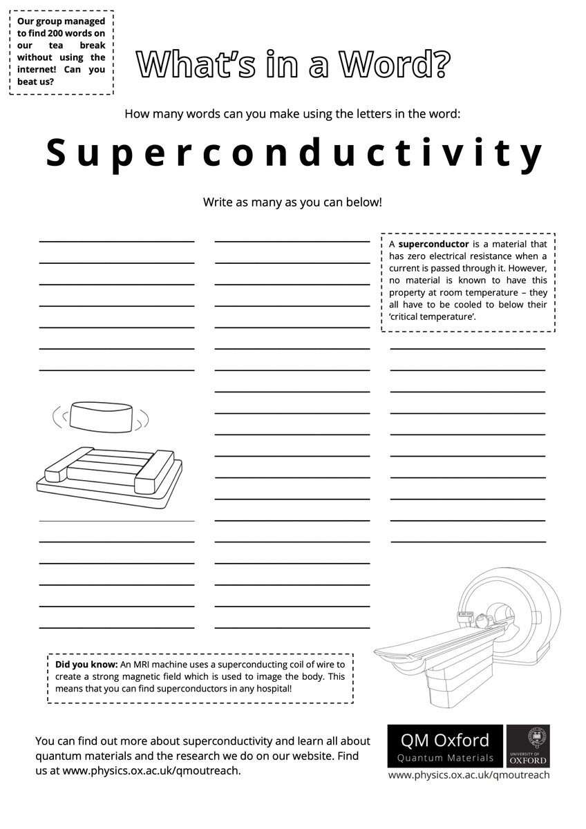 We have another 🧩puzzle🧩 for you today - how many words can you make using the letters in the word 'Superconductivity'? No cheating! Let us know below!

✏️Find even more puzzles at bit.ly/qmpuzzles