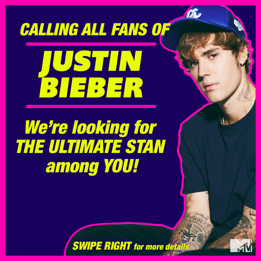 mtvasia's tweet photo. whichever era that got you hooked as a #Belieber, if you're a @justinbieber fan, then we want you for our gameshow, #MTVTheUltimateStan! β€οΈ
so if you know all things Biebs, sign up below right now!
βΆοΈ https://t.co/EUrjgasnr6
#UltimateStan #JustinBieber #Beliebers #CastingCallοΈ https://t.co/pwP2PYnAQ0