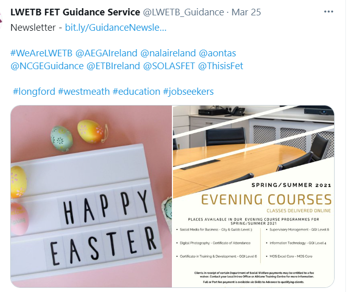 AEGAIreland's tweet photo. The AEGs providing lots of great information regarding Adult Education pathways and much more …. @WAEGS_WC @msletbaegs @LWETB_Guidance @GuidanceDonegal @dicaegs1 @LeitrimGuidance @AdultEdNenagh #trainingpacks #information #events . https://t.co/c7gCLIUBCW