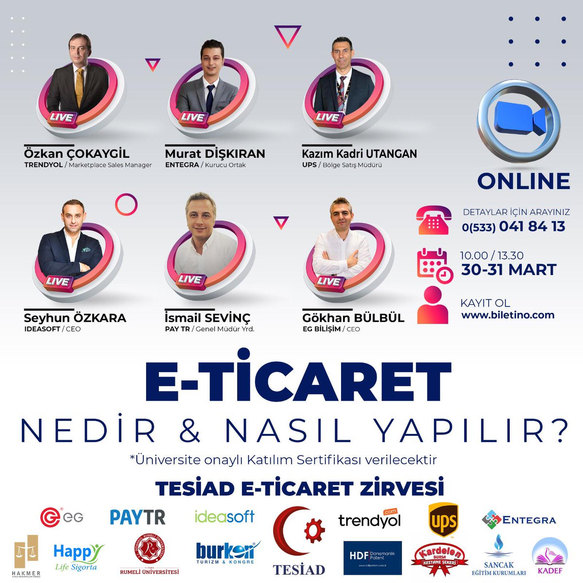 egbilisim's tweet photo. TESİAD E-Ticaret Zirvesi'ne konuk oluyoruz.

Bu yıl online olarak gerçekleşecek olan zirvede “E-Ticaret Nedir &amp; Nasıl Yapılır?” konu başlığı işlenecek. 

Programımız 31 Mart Çarşamba günü Saat: 12:30’da.
Kayıt Ol!
👇
https://t.co/FBcEUPKmD5

#tesiad #eticaret #dijitalpazarlama https://t.co/0vIXn7WDxN