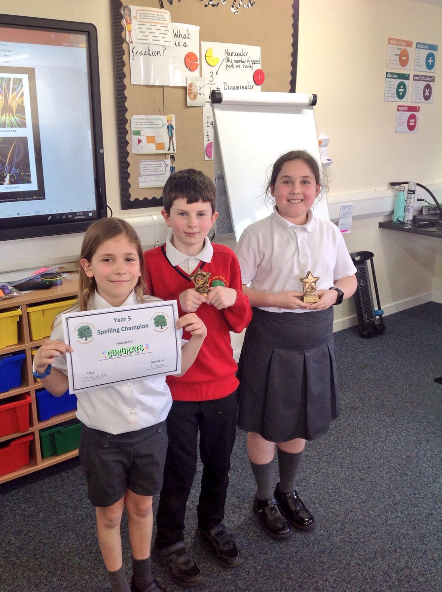 LjiWood's tweet photo. Here are our 3 very worthy Year 5 award winners. We are so proud of their hard work and positive attitudes this term. Left to right: Spelling champion, art award winner and Star of the Term. https://t.co/6RigSGFzZj
