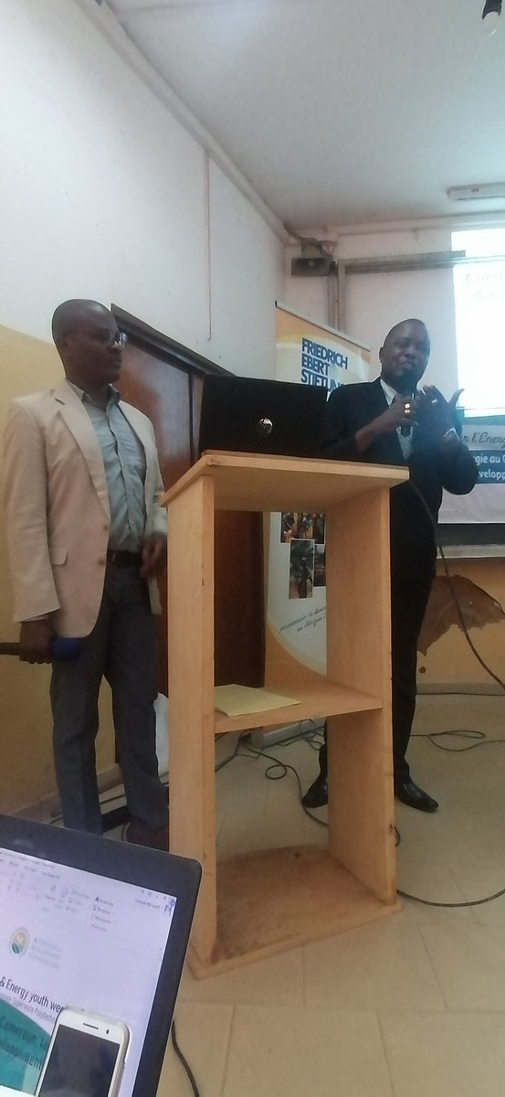 CEYoW has reached its second day at <a href="/ENSPolytech_UY1/">Ecole Nationale Supérieure Polytechnique de Yde</a>. Prof NDZANA spoke to young researchers on academic courses and preparation of local expertise in renewable energies.
 <a href="/jvecmr/">JVE Cameroun</a> <a href="/COP26/">COP26</a> <a href="/bsdkrs/">Blondel Silenou</a> <a href="/FESonline/">Friedrich-Ebert-Stiftung</a> <a href="/minepded/">MINEPDED_CAMEROUN</a> @PossiWambo <a href="/Cladelle2/">Cladelle Tido</a> <a href="/KonlackO/">Konlack Ornela</a> <a href="/AvougueP/">AVOUGUE PEKAM</a> <a href="/ABESSOLOSYLVES2/">ABESSOLO SYLVESTRE</a>