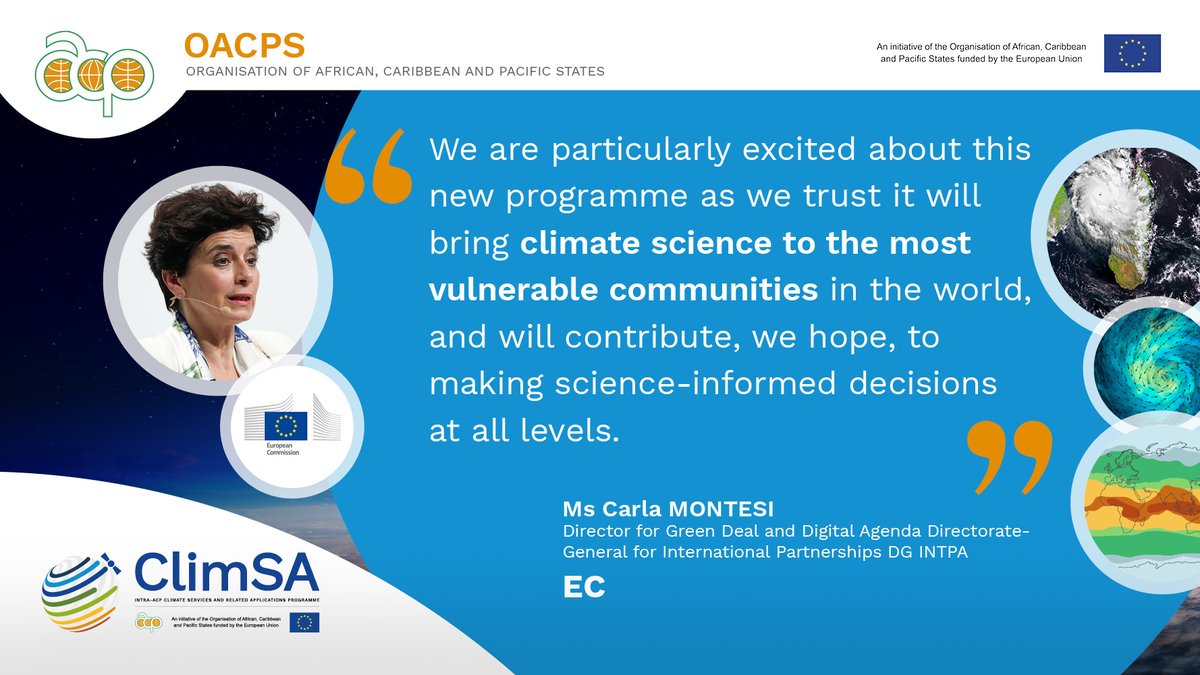 intraacpclimsa's tweet photo. #HappeningNow at @intraacpclimsa #launchevent, intervention of Ms. Montesi, Director for @EU_Partnerships https://t.co/v1L80iv5yQ