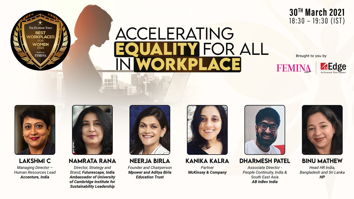ET_Edge's tweet photo. #ETUnwired #ETBestBrands | We are delighted to welcome our esteemed panelists of 'The Economic Times Best Workplaces for Women 2021'.
#Technology #Workplace #workplaceculture ##WFH #workfromhome #workfromanywhere #digitaltransformation #humanresourse #equality #remoteworking https://t.co/HL40b23tHS