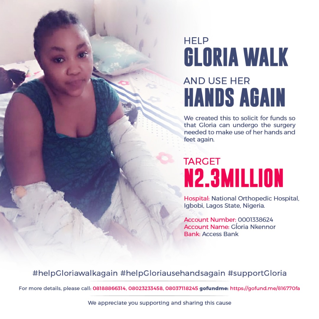 _victorebube_'s tweet photo. This is to solicit for funds so that Gloria can undergo the surgery needed for her surgery and trust God for perfection. Please donate and share🙏  HELP GLORIA WALK AND USE HER HANDS AGAIN. GOD BLESS YOU. 
Help Gloria get back on her feet and use her hand https://t.co/GJyys3eSk6 https://t.co/wFXhssg5rj