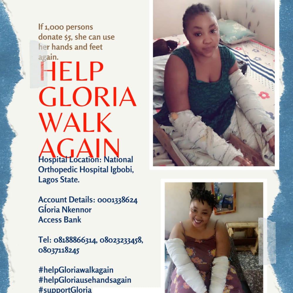 _victorebube_'s tweet photo. This is to solicit for funds so that Gloria can undergo the surgery needed for her surgery and trust God for perfection. Please donate and share🙏  HELP GLORIA WALK AND USE HER HANDS AGAIN. GOD BLESS YOU. 
Help Gloria get back on her feet and use her hand https://t.co/GJyys3eSk6 https://t.co/wFXhssg5rj