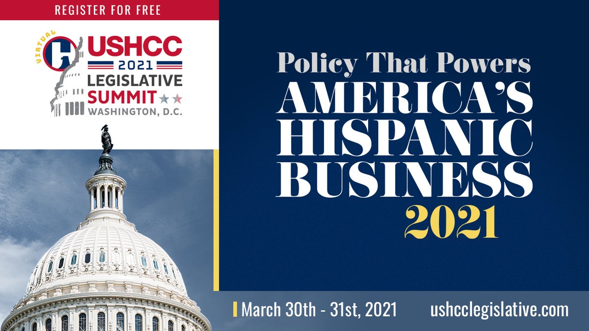 USHCC's tweet photo. If #HispanicOwned businesses could scale at the same level as non-minority-owned businesses, there would be an ADDITIONAL $1.47 TRILLION contributed to the U.S. #economy. Let’s make it happen. Register for the FREE #USHCCLegislative Summit on 3/30. https://t.co/GEH35MKVCY. https://t.co/FfYIdRp5HH