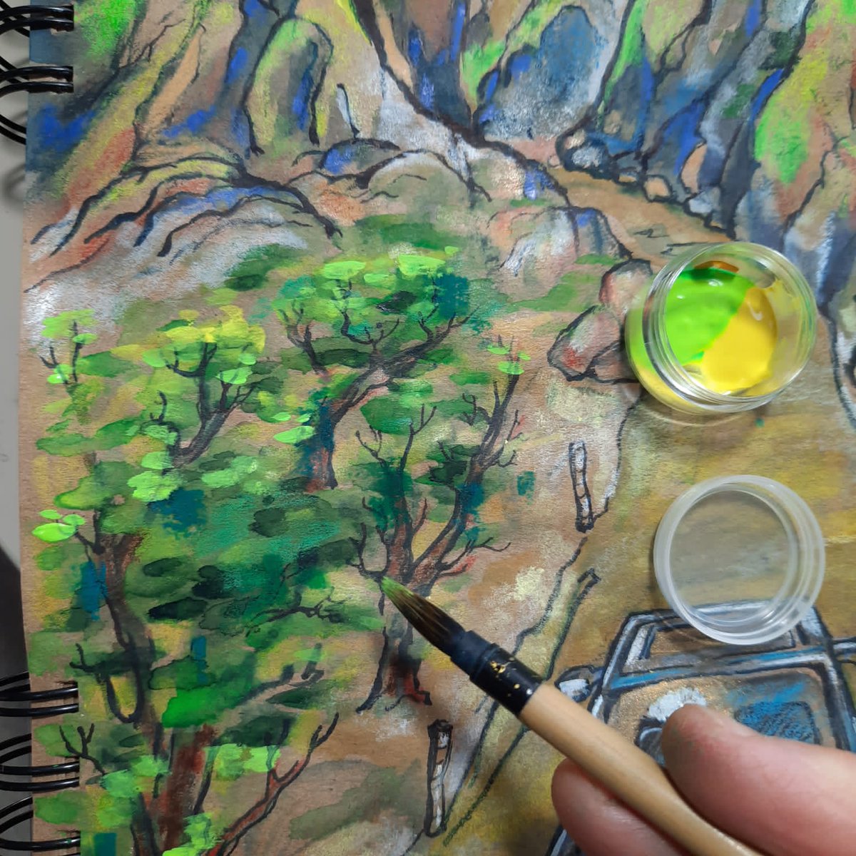 ActiveBaseArt's tweet photo. Spring tree tops 🌳 #annamain #adventure #acrylic #art #artist #artoftheday #illustration https://t.co/MSjy1el4I0