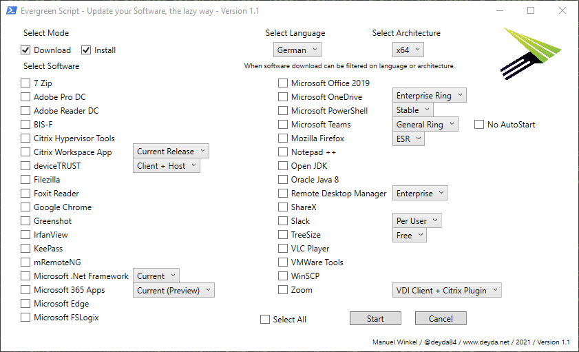 Deyda84's tweet image. New Version (1.1) of the Evergreen Script !!

-Add @Zoom,Zoom @Citrix Plugin,@deviceTrust,@Microsoft .Net Framework,@getShareX,@SlackHQ,#Microsoft @PowerShell &amp;amp; @remotedeskman 
-Add MS Teams No AutoStart Option
-Pending Reboot Check

bit.ly/3dmHmhB

#Evergreen #CitrixCTP