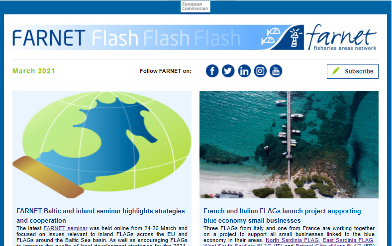 EU_FAMENET's tweet photo. Our March newsletter is out. Read about our seminar #FARNETBalticInland, a French-Italian FLAG cooperation project to help blue businesses & a webinar on local development in a post-COVID world. https://t.co/xLDDo3KMf6