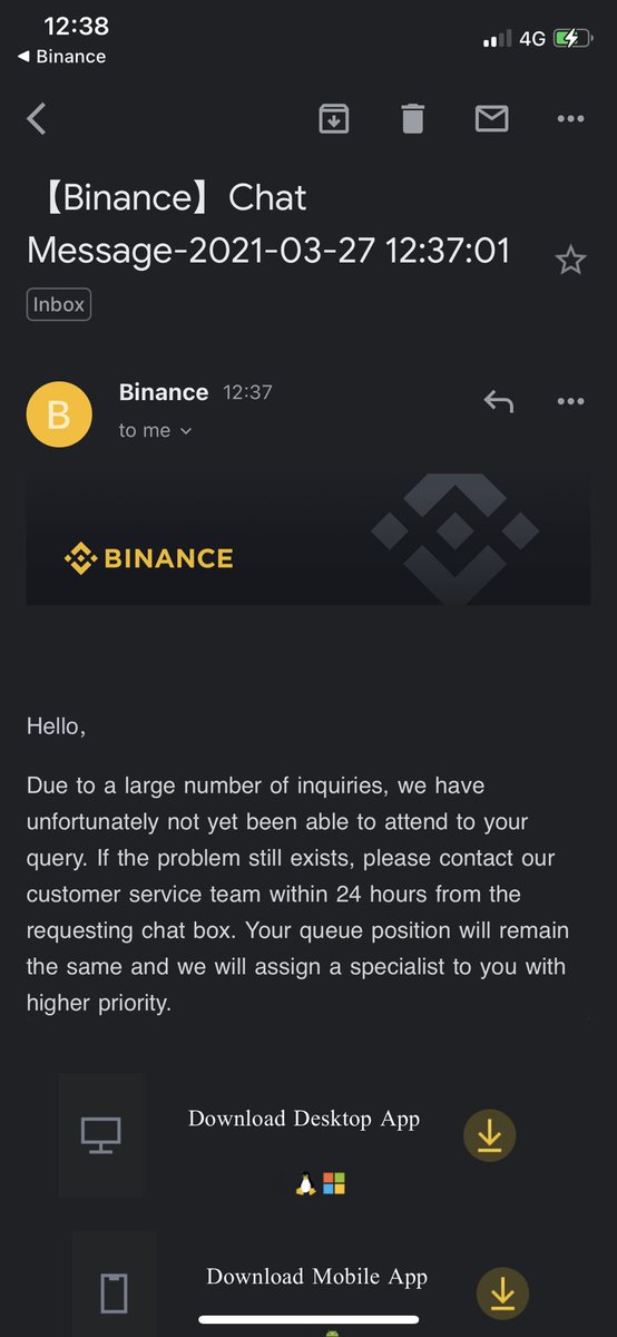 dan95330436's tweet photo. @BinanceHelpDesk @binance @cz_binance  it’s now been 22 days trying to contact customer service. I submitted one ticket and opened up the live chat about a pending Fiat withdrawal. You’ve now removed my ability to open further tickets and had no reply on the live chat https://t.co/NcwEd7GbsF