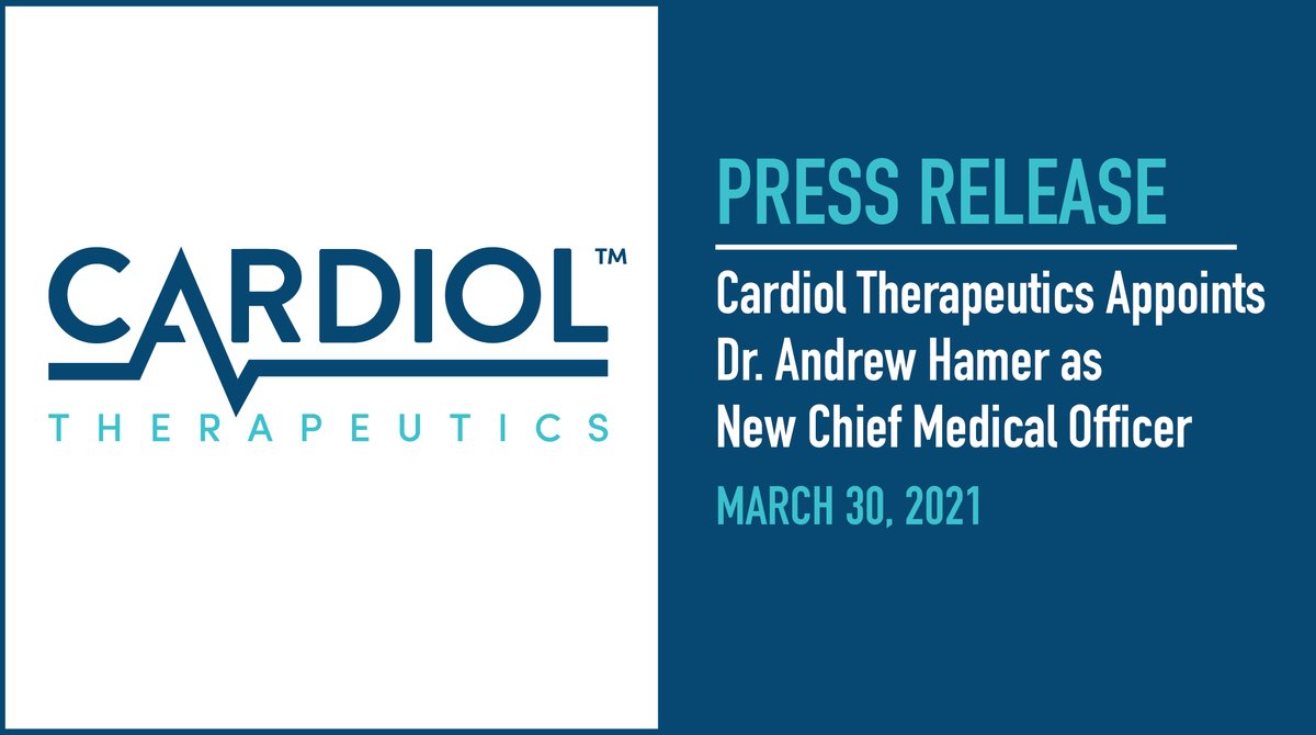 CardiolRx's tweet photo. PRESS RELEASE: Cardiol Therapeutics Appoints Dr. Andrew Hamer as New Chief Medical Officer

Read the full press release: https://t.co/dAvk5CfA14
$CRDL $CRTPF https://t.co/EBVJJ82iu7