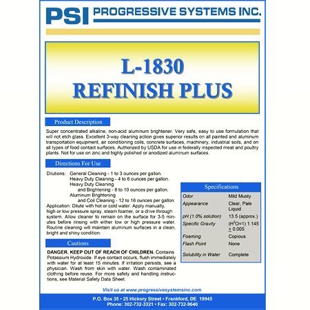 PSICleanEquip's tweet photo. PSI’s very own L-1830 Refinish Plus is very safe and easy to use! This super concentrated alkaline cleaner/degreaser is safe on just about any surface you can clean with water. It is effective in hot or cold water and outstanding for cleaning vehicles, equipment, and more! https://t.co/nLC8nOUfa6