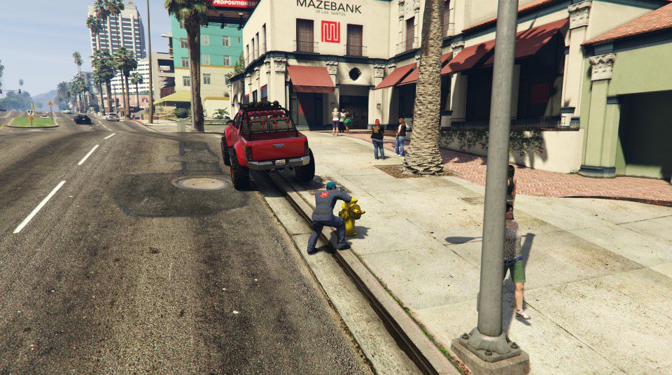 LSFD_GTA5's tweet photo. 日勤の勤務内容は主に消火栓等の水利調査です。
結合部や水が濁っていないから等を確認します。
火災発生時に問題なく使えるように点検は欠かせません。
#LSFD
#GTAOnline 
#ロスサントス市消防局 https://t.co/KtuWZ4rDkM