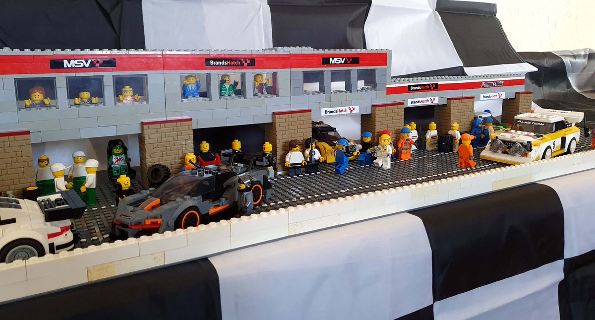 <a href="/Brands_Hatch/">Brands Hatch</a> Myself &amp; <a href="/OoohSoCharlie/">Charlotte</a> set ourselves  a challenge, to build a busy #pitlane out of Lego100% from memory only, what do you guys think? it did have all the garages but it was rather large LOL #racing #motorsport #OrangeArmy