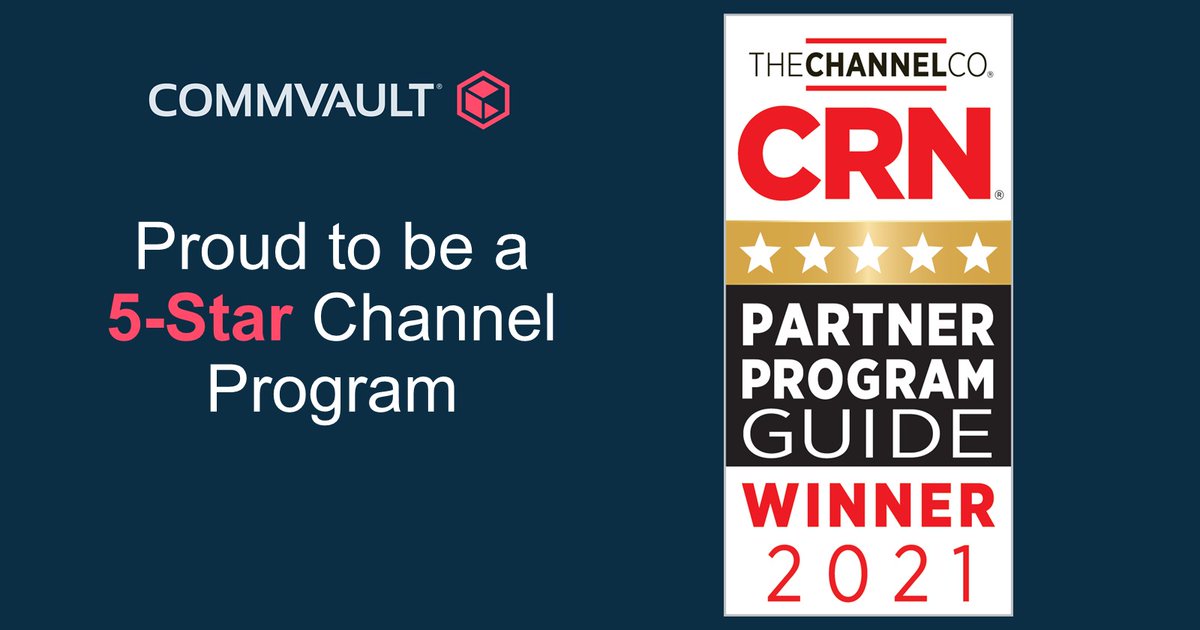 It's official!  
The #Commvault Partner Program has been awarded 5 Stars by <a href="/CRN/">CRN</a> - Congratulations <a href="/johnmtavares/">John Tavares</a> &amp; team!
ow.ly/kql450Ec1Jb