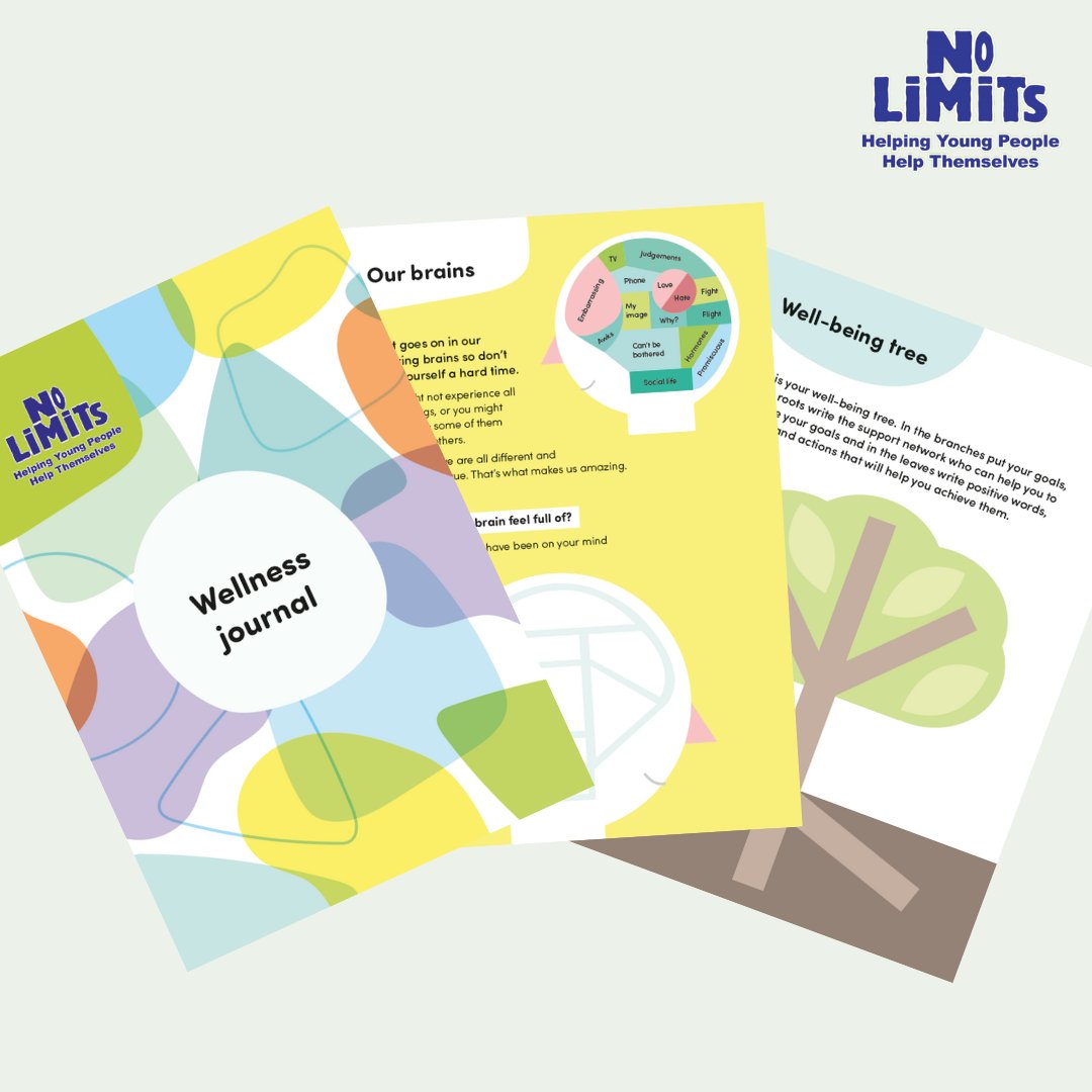 We created a Wellness Journal to help young people check in with how they're feeling.

The journal includes mindfulness techniques, coping mechanisms and practical lists, as well as creative space for drawing and reflecting on your week.

Download here: nolimitshelp.org.uk/resource/no-li…