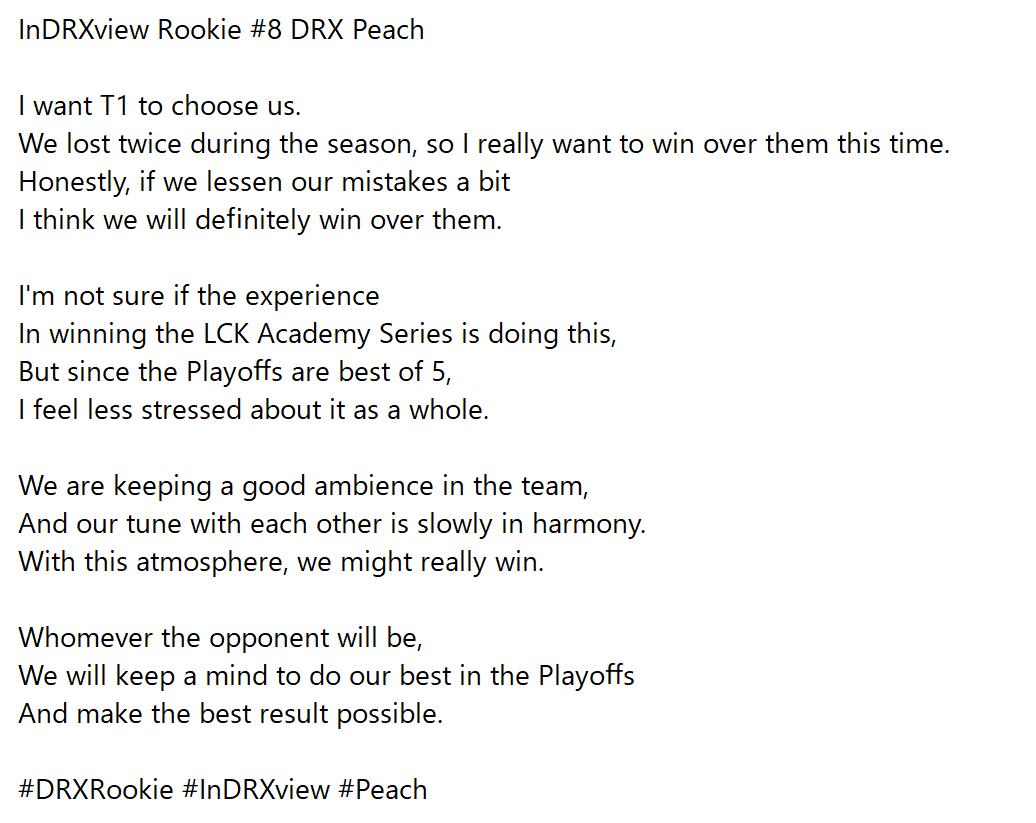DRX_LCK's tweet photo. InDRXview Rookie #8 DRX Peach
#DRXRookie #InDRXview #Peach https://t.co/lRpEbSGKPB