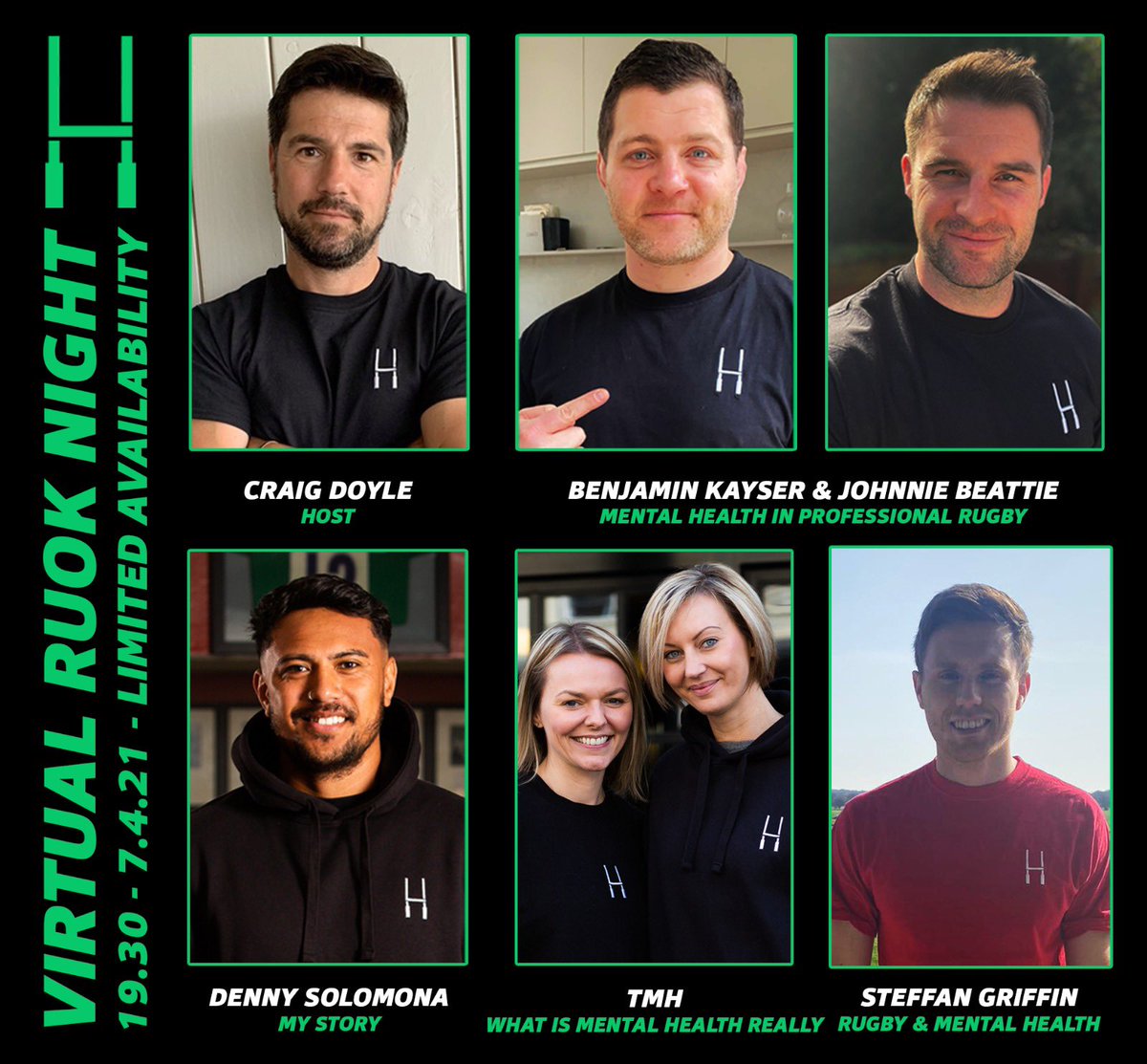 LooseHeadz's tweet photo. 🏉 Join our first ever RUOK event.
Hosted by @btsportrugby’s Craig Doyle.
Special guests: @BenjaminKayser, @Johnnie_Beattie, @DennySolomona , @GoTeamMH and @SteffanGriffin.
Register now for our Virtual RUOK Event at 19.30 on Wednesday 7th April👇
https://t.co/gntvBMi4KX https://t.co/WeTdkqBQHn