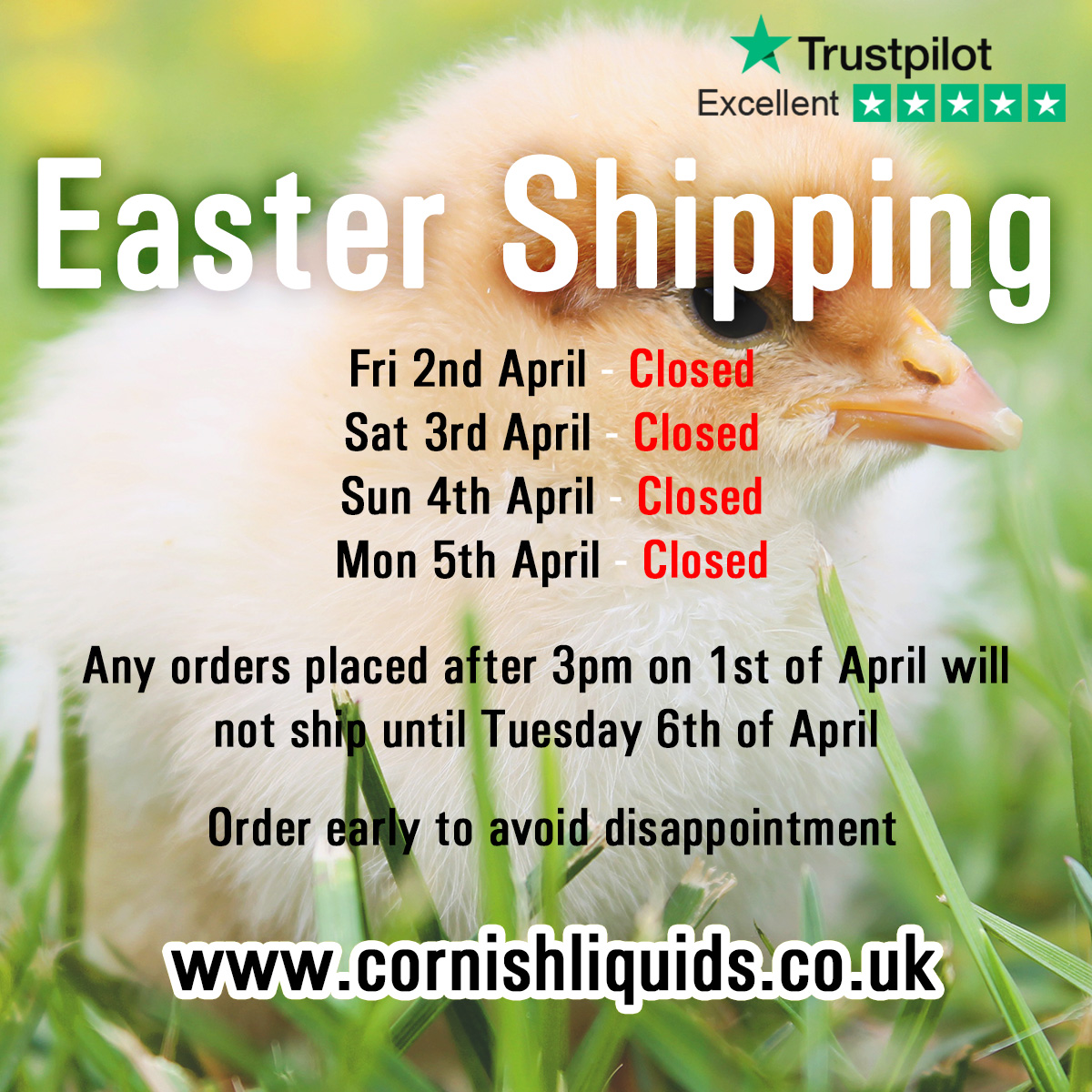 Our Easter shipping plans , Don't leave yourself short this weekend ! bit.ly/3dmAQqS     #vape #vaping #eliquid #vapelife #vapeporn #vapenation #vapecommunity #vapeon #vapefam #vapelyfe #vapestagram #vapedaily #vapetricks #vaper #vapeshop #vapepics
