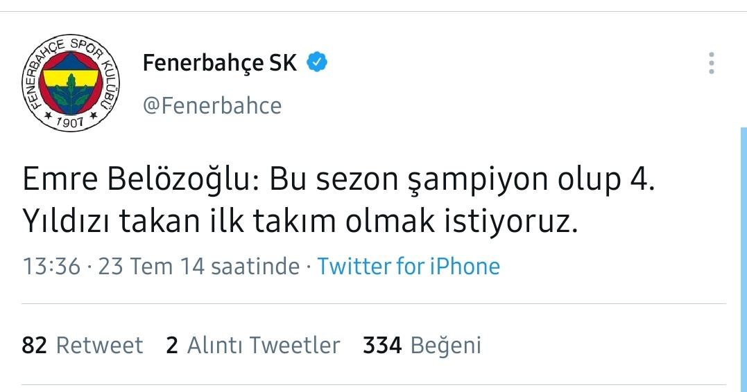 Her sezon 4. Yıldız hedefi ile başlayıp, şampiyonluk gidince 1959 öncesine neden dönüyorsunuz sürekli? <a href="/Fenerbahce/">Fenerbahçe SK</a>