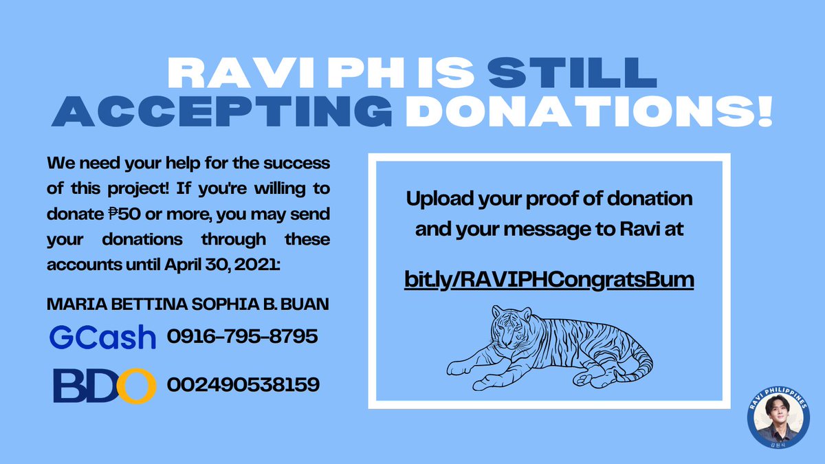 So if you're willing or able to donate P50 or more you may send it in the following accounts:GCASH: 09167958795 BDO: 002490538159After donating kindly fill out this form: https://forms.gle/2aVdM3H6iDzsSa9J6 #RAVI  #라비  #RAVIPH