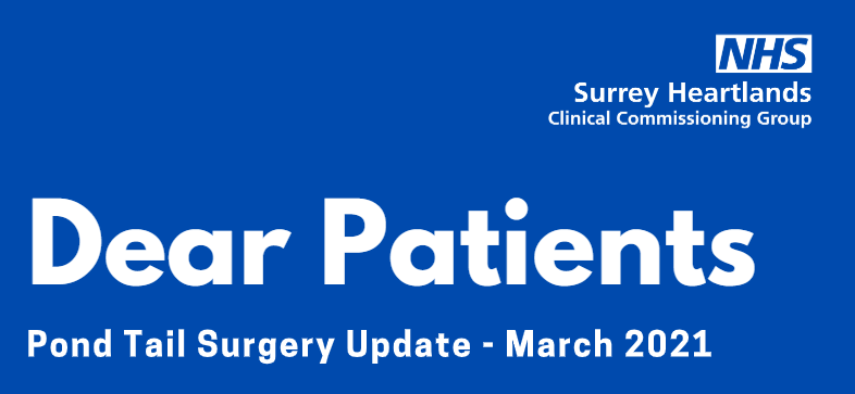 NHSSurreySussex's tweet photo. If you're registered as a patient at Pond Tail Surgery or know someone who is, don't miss this important update 👉https://t.co/CbrFPdVmYK

Please help us to share.

#PondTailSurgery #PondTail #Godstone #Surrey https://t.co/9xnoHwQf2N