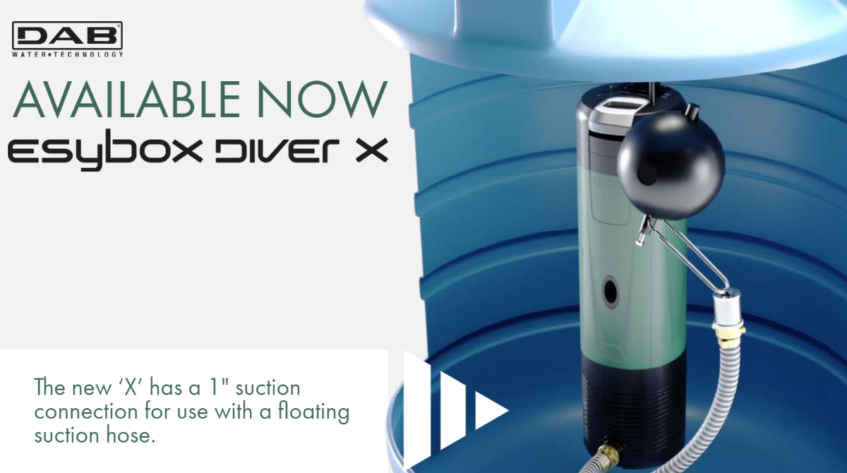 DABPumpsUK's tweet image. Introducing the brand new Esybox Diver X. The &apos;X&apos; can be used to collect water at such a level as to avoid the pumping of dust and mud found at the bottom of wells and tanks.
Click link for more info - bit.ly/esybox1 
#submersiblepumps #waterpumps