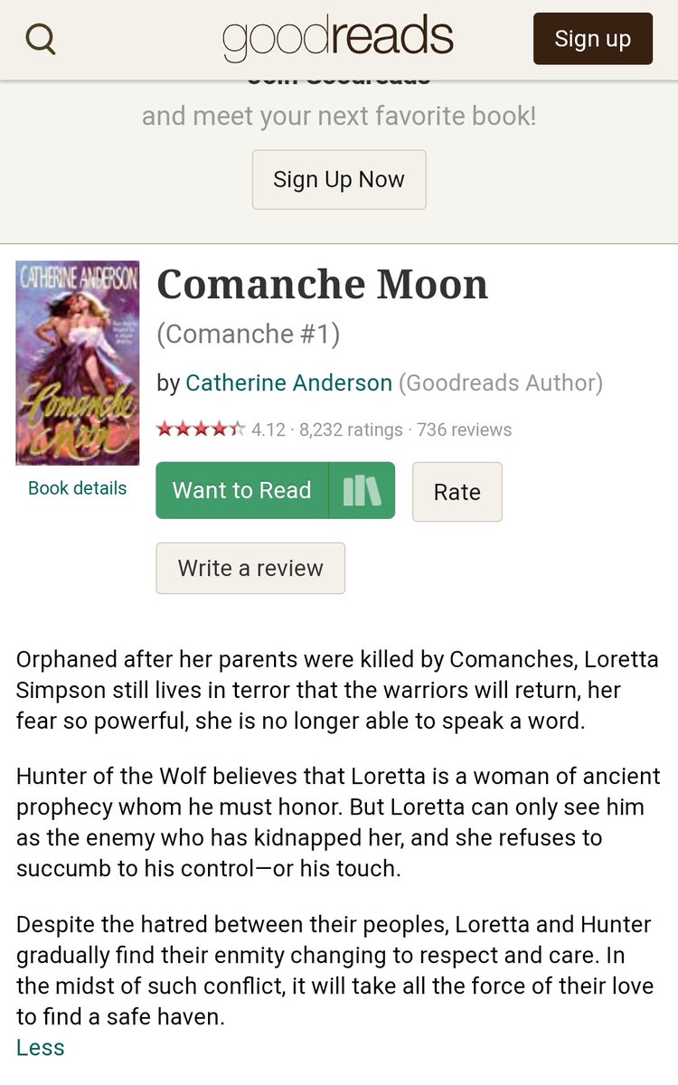 Mapp2020's tweet photo. When you decide to read historic romance and you can't put it down. #CatherineAnderson 's delivery is always spectacular! It may be old but it's 💖 #comanchemoon https://t.co/o23gquzaVV