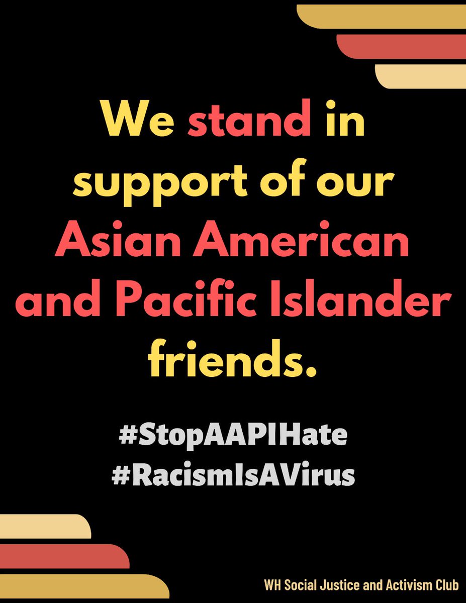 Check out some of the posters made by our members in support of #StopAAPIHate. Continue to stay informed and stay involved on the issues that affect the Asian-American and Pacific Islander Community. 
#racismisavirus #hateisavirus