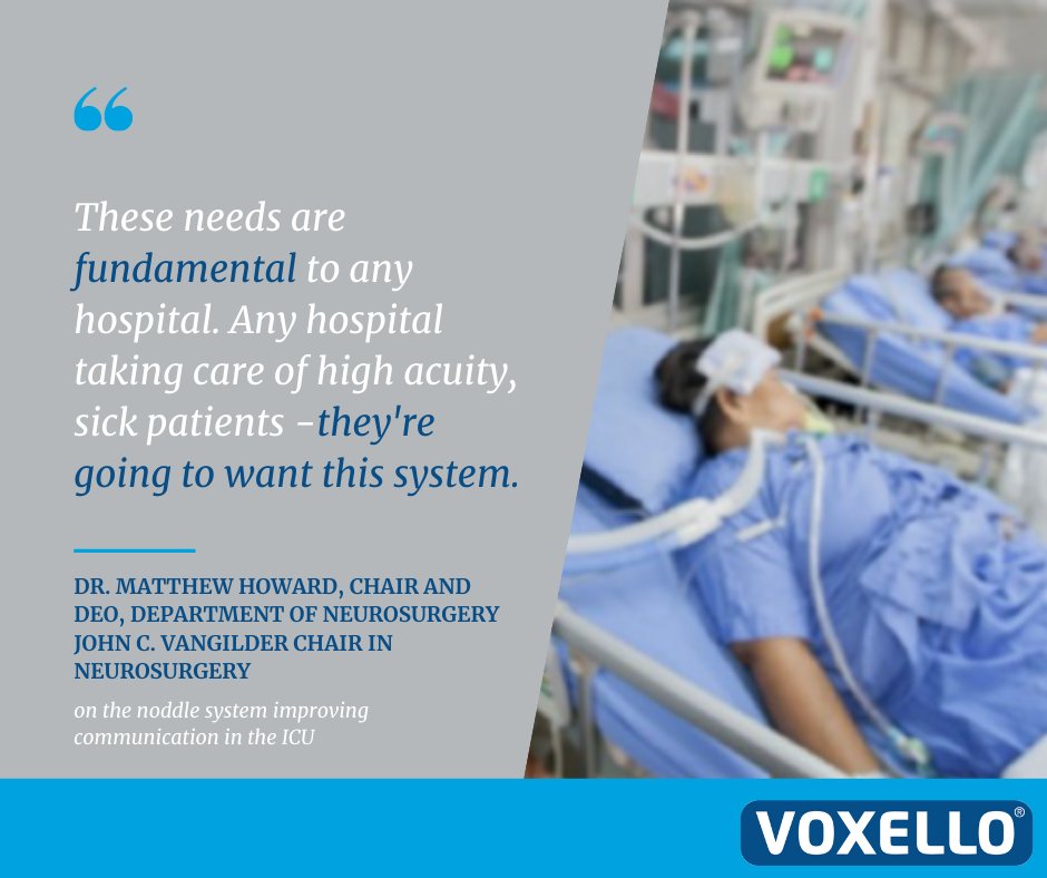 The noddle system is playing an essential role in helping ventilated COVID-19 patients find their voice. Learn more: ow.ly/ceVt50Ebj6J #covid19 
#criticalcare #icu #acutecare #ventilator #venturecaptial #frontlineworkers #patientcommunication #AAC #speech #nursing #physican