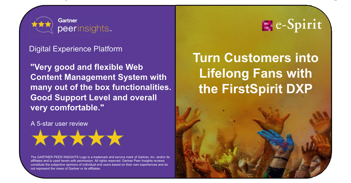 ❤️ We love our customers! Thank you for reviewing e-Spirit on Gartner Peer Insights:

gartner.com/reviews/market…

#GartnerPeerInsights #peerreviews #b2breviews #DXP #HeadlessCMS