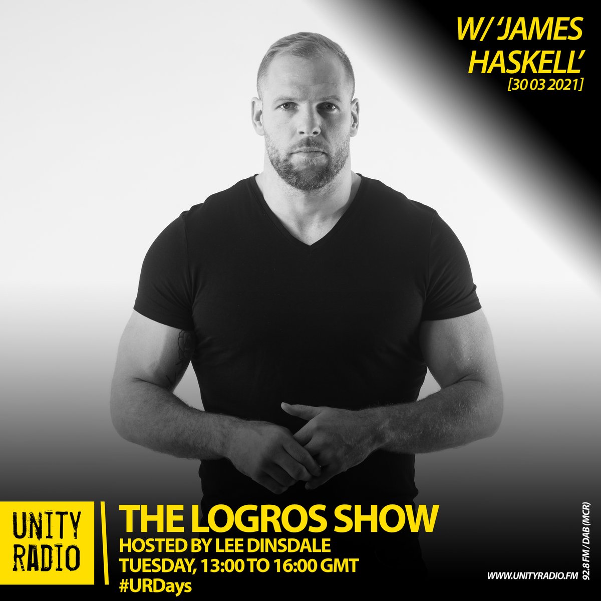 I'm excited to be a guest with <a href="/LeeDinsdale27/">Lee Dinsdale</a> on the <a href="/The_Logros/">The Logros</a> show <a href="/UNITYRADIOFM/">Unity Radio</a> for a Q&amp;A with the great <a href="/jameshaskell/">James Haskell</a> 
Tune in at 3pm for some lively conversation!
<a href="/fightingshq/">Fighting Spirit Wellbeing CIC</a> @badgerprojects <a href="/gmchamber/">GM Chamber</a>  <a href="/Hol_R_G/">Holly</a> <a href="/adamatadmia/">Adam Whittaker</a> <a href="/HitmanHatton/">Ricky Hatton MBE</a> <a href="/frankbrunoboxer/">Frank Bruno MBE 🇬🇧</a> <a href="/SamHancock95/">Sam Hancock</a>