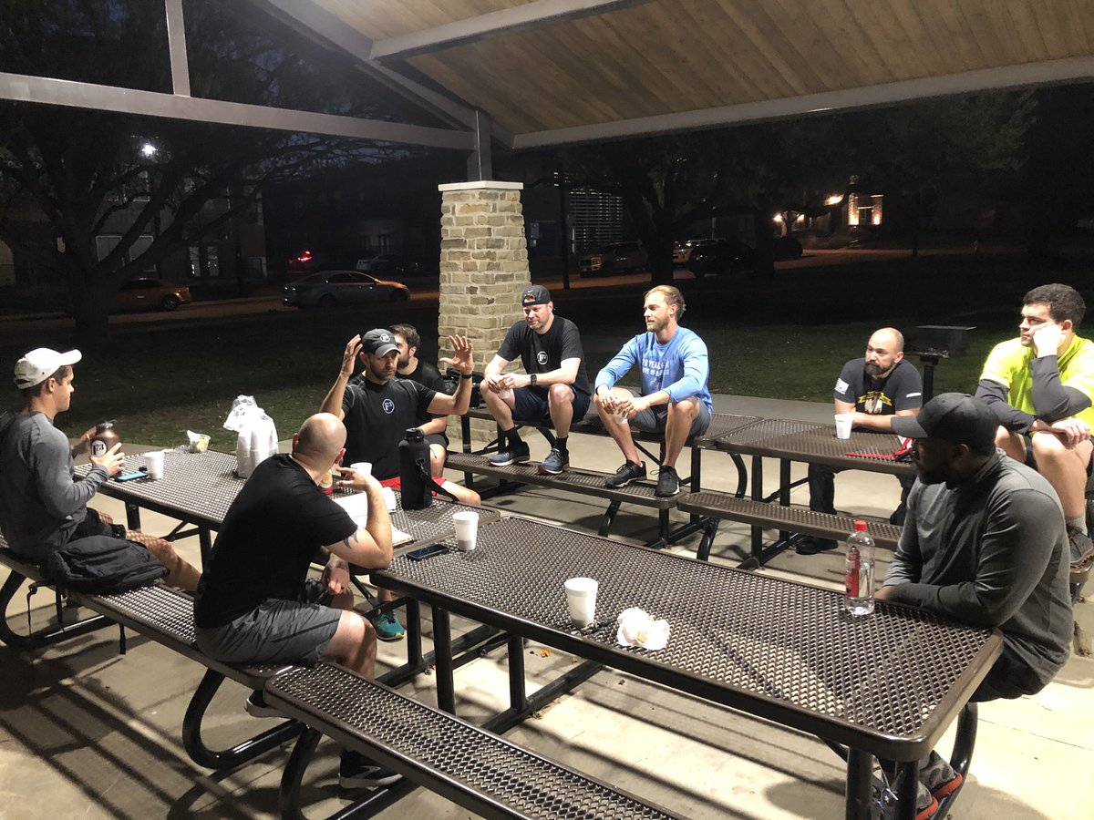 SCMattyJ's tweet photo. Honored to lead 9 PAX for an @F3QSource discussion of Preparedness. @f3_dallas @jasonxsigmon and @badchauer and @f3_Oatmeal were there. https://t.co/pJ1aW87RAd