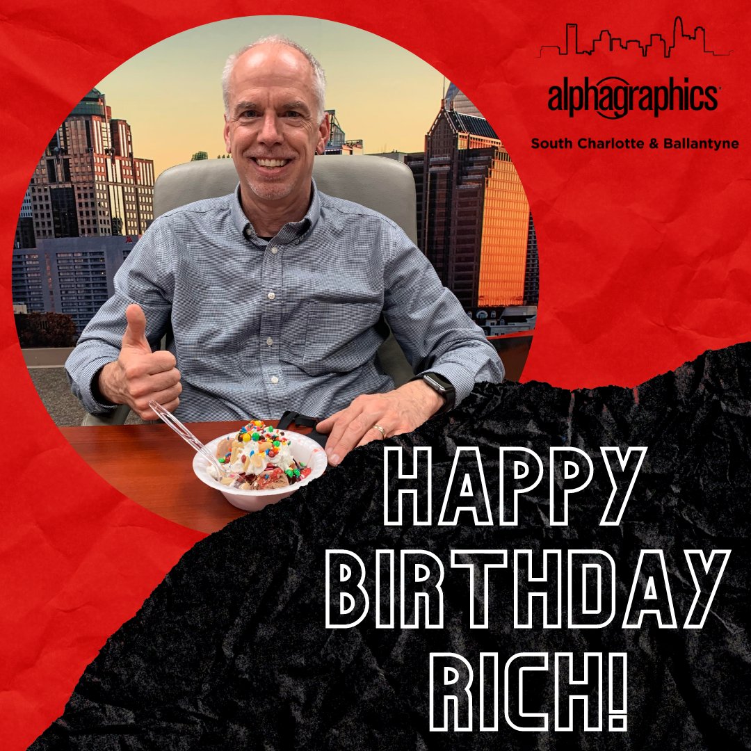 Yesterday we celebrated AG South Charlotte &amp; Ballantyne owner Rich's birthday with some ice cream! Please help us wish him a very Happy Birthday! Party popper #alphagraphics