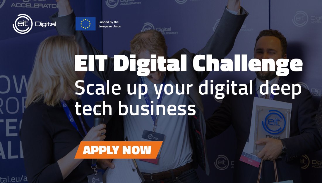 Scale up your digital #deeptech business with EIT Digital Challenge! Apply now for the 8th edition of our flagship competition and become the next European success story. The best 3 companies will receive prizes totalling €250,000 to grow internationally.
okt.to/n63Z4X