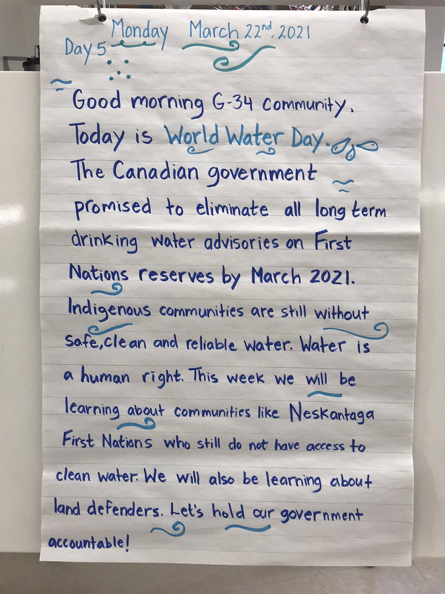 A is accountability! <a href="/JustinTrudeau/">Justin Trudeau</a> how are you supporting First Nation communities without clean drinking water? #waterjustice #indigenouswatercrisis <a href="/TDSB_NMPPS/">Nelson Mandela Park</a> <a href="/EarlyYearsTDSB/">TDSB Early Years</a>