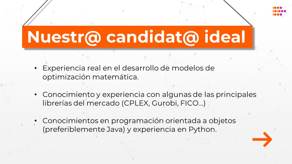 decide4AI's tweet photo. 📢 En #decide4AI seguimos creciendo 🙌 𝗪𝗘 𝗔𝗥𝗘 𝗛𝗜𝗥𝗜𝗡𝗚!

Buscamos un nuevo fichaje para el departamento de #OptimizaciónMatemática, ¿y si eres tú? 😍

Mira la oferta 👉 https://t.co/S9uTXSfk0J

#WeAreHiring #ofertaempleo #decide4talent #decide4people #empleomadrid https://t.co/rNhIquuJS6
